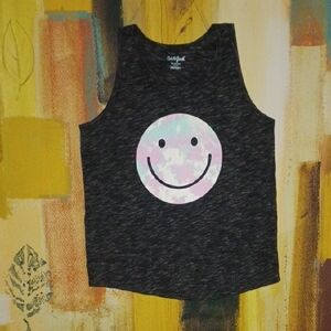 Cat & Jack Black Tank Top with Pastel Smiley Face